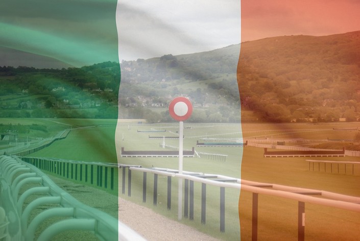Irish Flag Against Cheltenham Winning Post