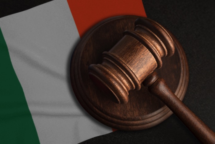 Ireland flag with gavel