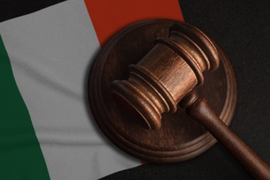 Ireland flag with gavel