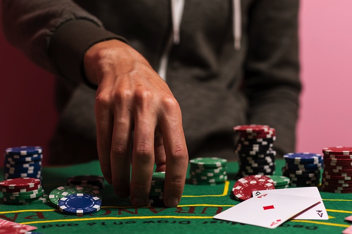 Man playing blackjack
