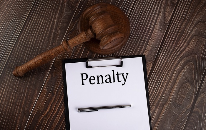 Penalty notice with a gavel