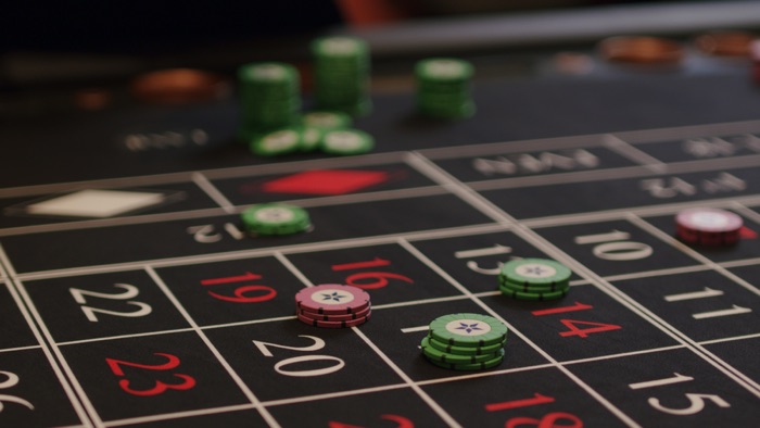 Roulette table up close